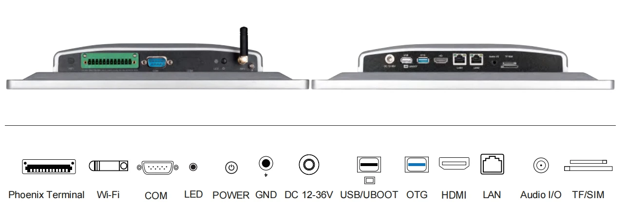 11.6” 4Gen Panel PC Ports-TouchThink