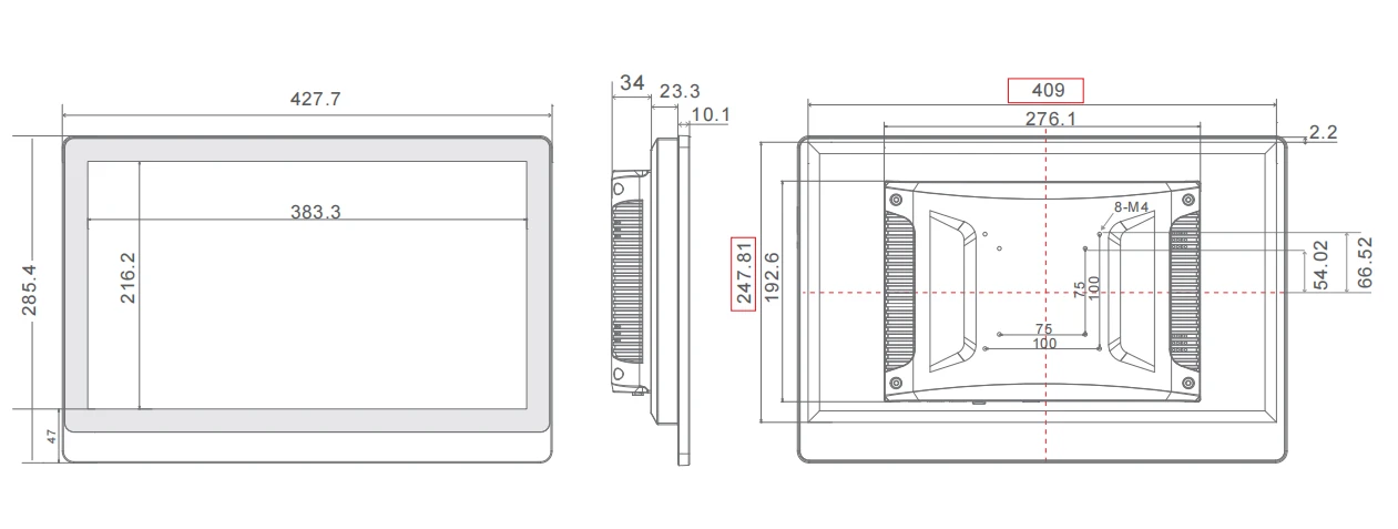 17.3 Inches RK3588 Industrial Panel PC Size-TouchThink