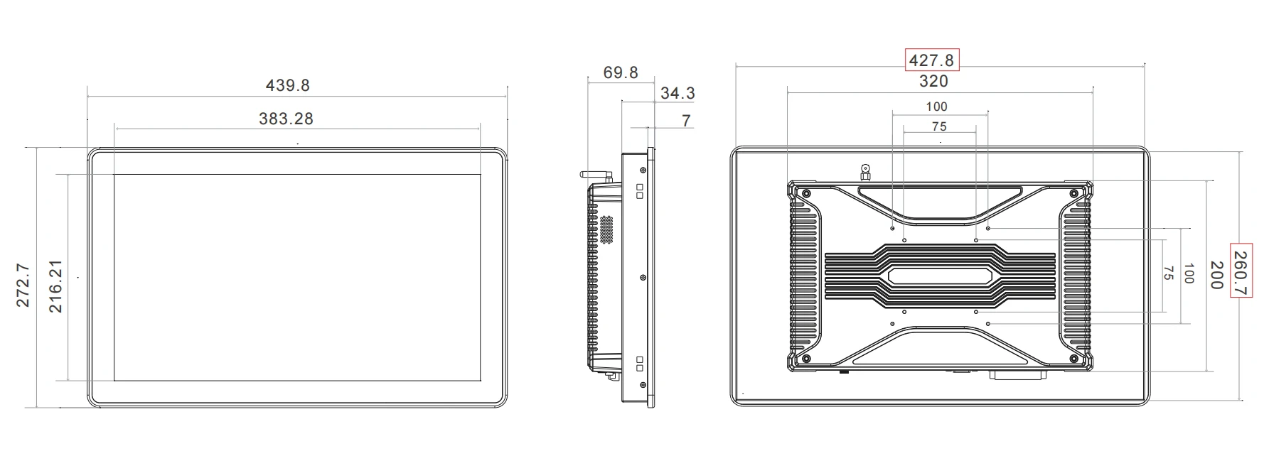 17Inches Rugged RK3568 Panel PC Size-TouchThink