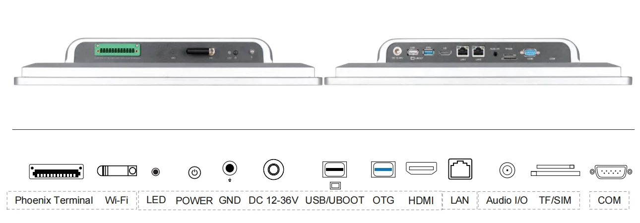 17Inches industrial All in one touch screen device ports-TouchThink