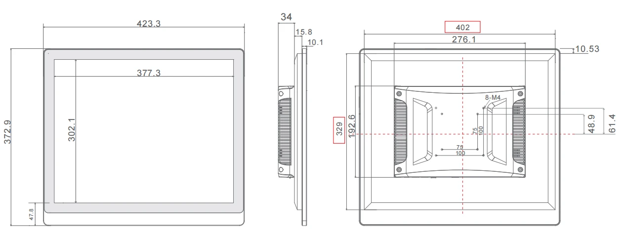 19” RK3588 Aluminum Alloy Industrial Allinone Computer Size-TouchThink