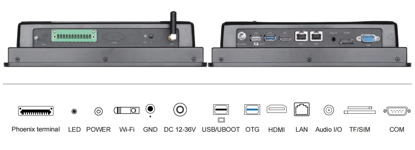 10.1 Rugged All in One Panel PC IO Interfaces-TouchThink