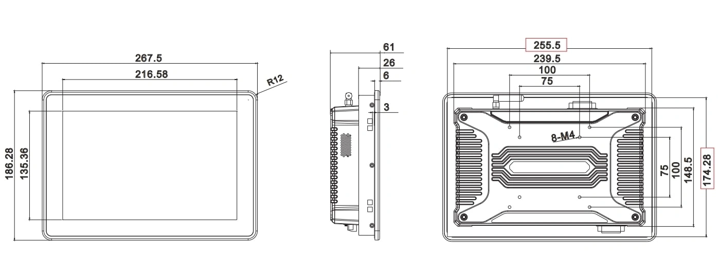 10.1 Rugged All in One Panel PC Size-TouchThink