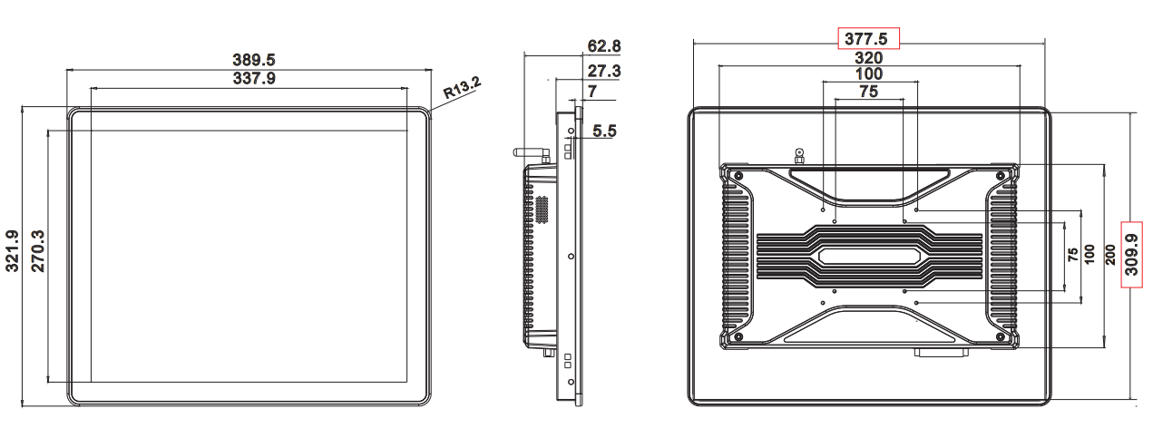 17 Inches cost-effective rugged panel pc size