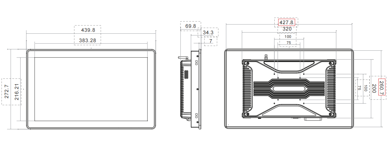 17.3 Inches RK3588 Rugged Panel PC Size