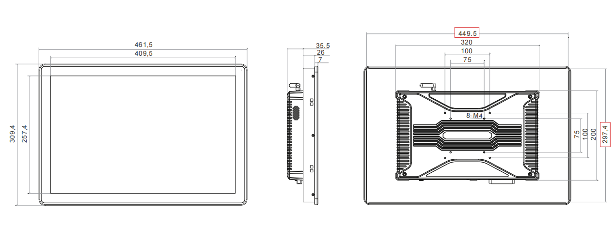 19.1 Rugged Industrial Panel PC Size – RK3588 All in One Computer for Automation