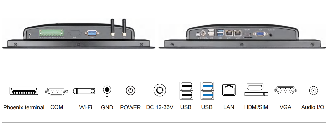 10.1 Windows Panel PC Interfaces VGA HDMI 2xUSB 2xUSB3.0