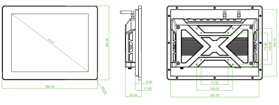 10.4-inch Embedded Ultra Slim Panel PC Size