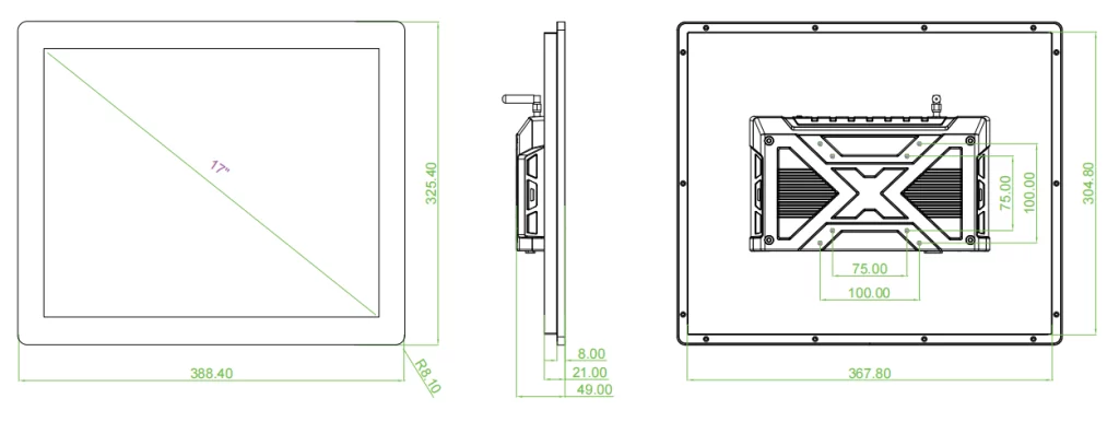 17inch 36mm Ultra Slim LCD Screen PC Panel Size