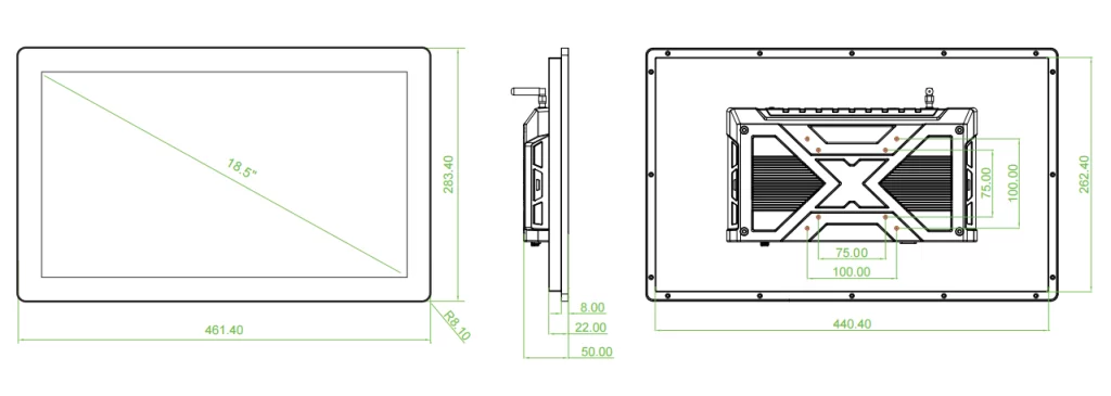 18.5 Ultra thin Panel PC Dimension