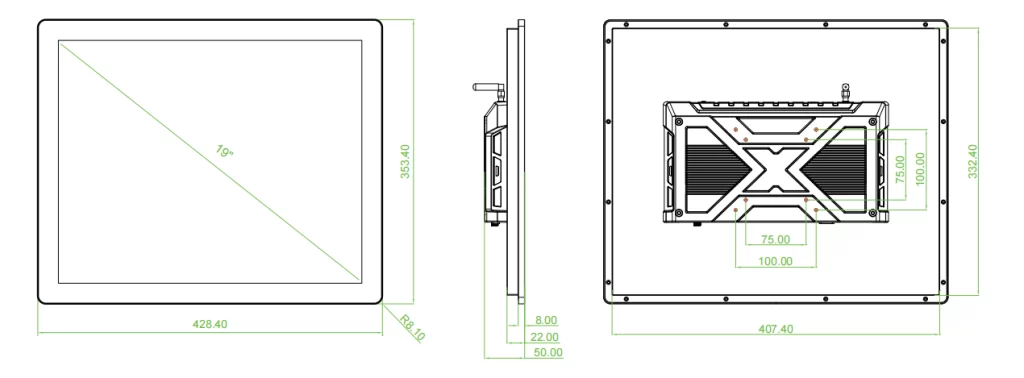 19inch compact panel pc size