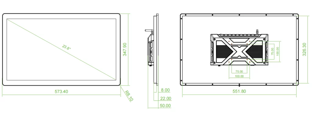 Ultra slim 23.8-inch industrial panel PC touchscreen panel size