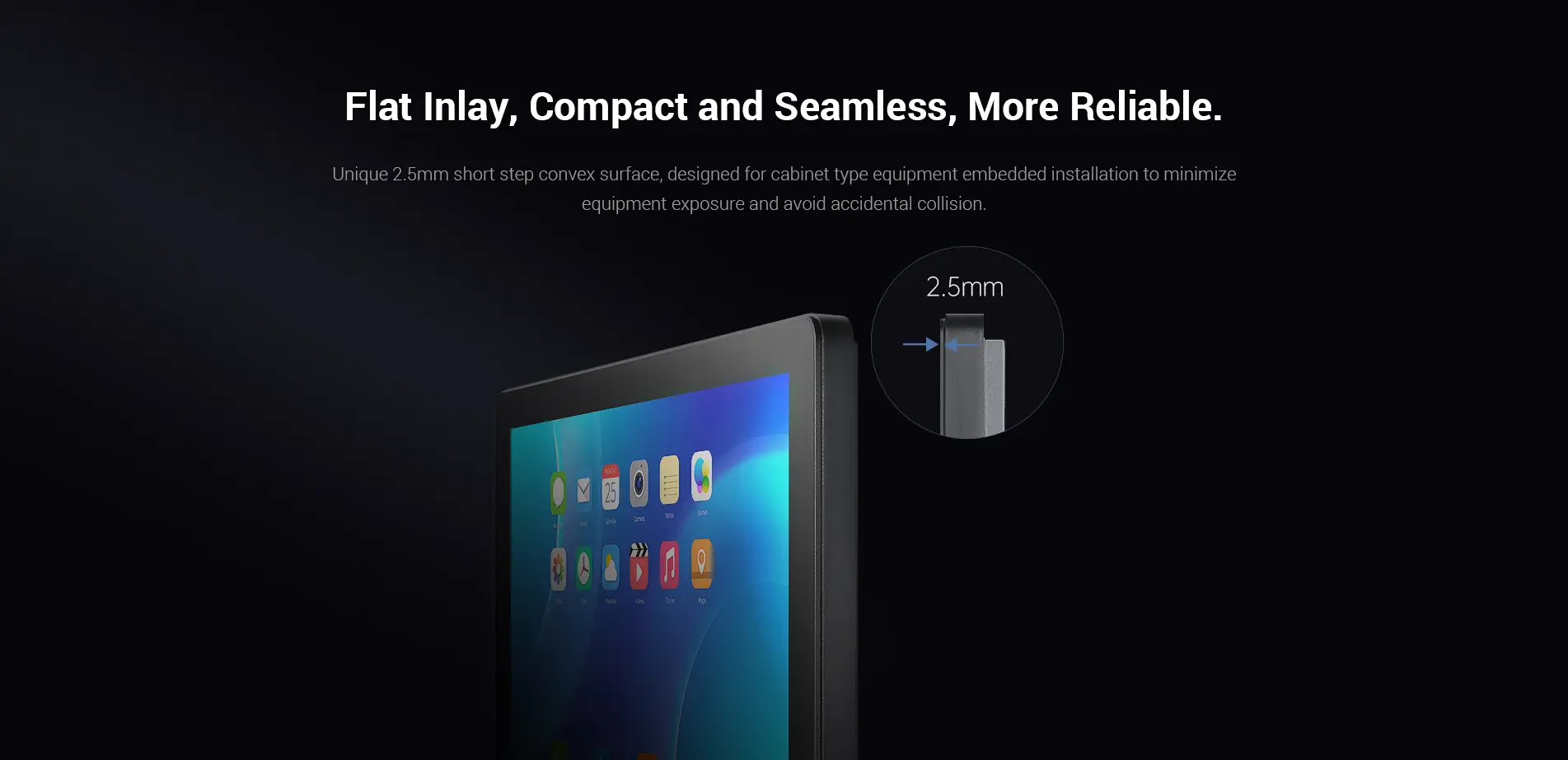 2.5mm Covex Bezel Panel-mounted All-in-one Computer for compact and seamleass installation