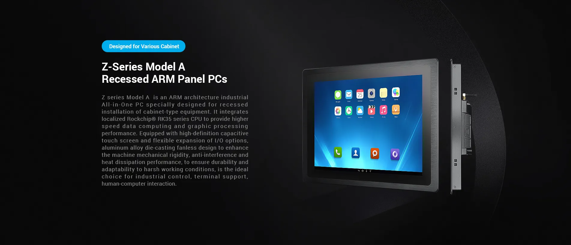 Z Series Model Recessed ARM Panel PC Rockchip CPU