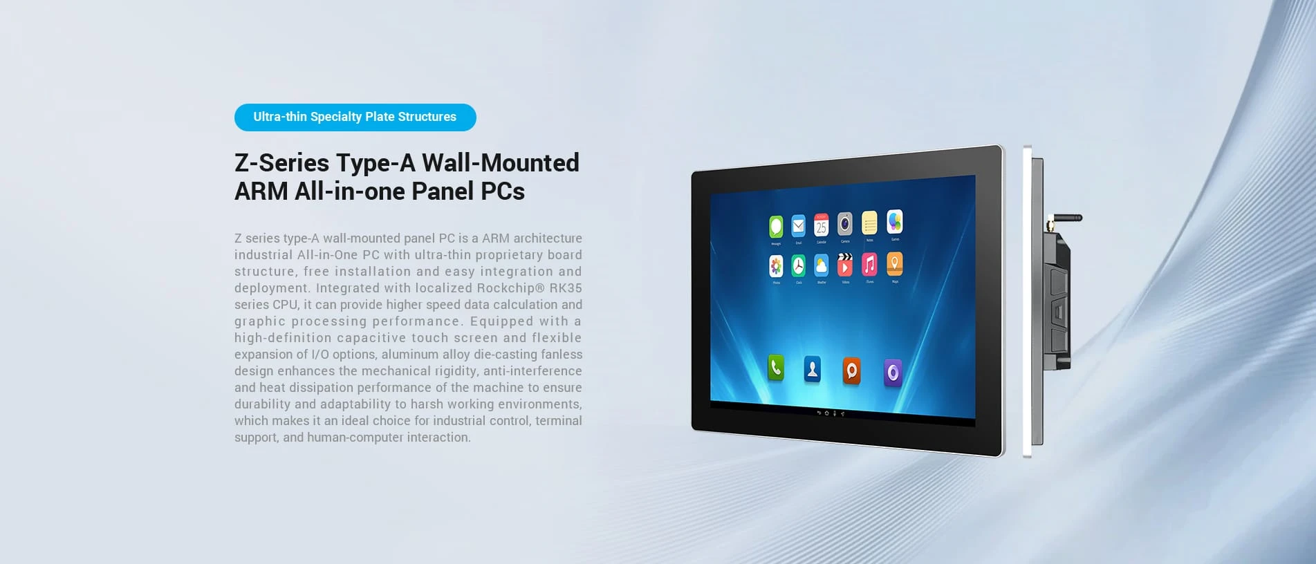 Z series type-A wall-mounted panel pc is arm-based all-in-one PC-TouchThink IPC Manufacturing