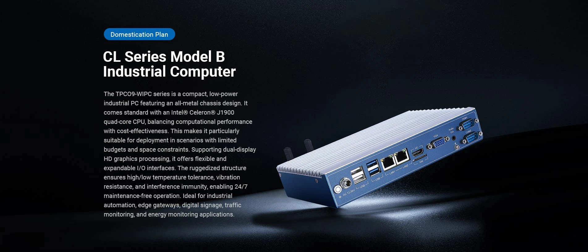 The TPCO9-WIPC series is a compact, low-power industrial PC