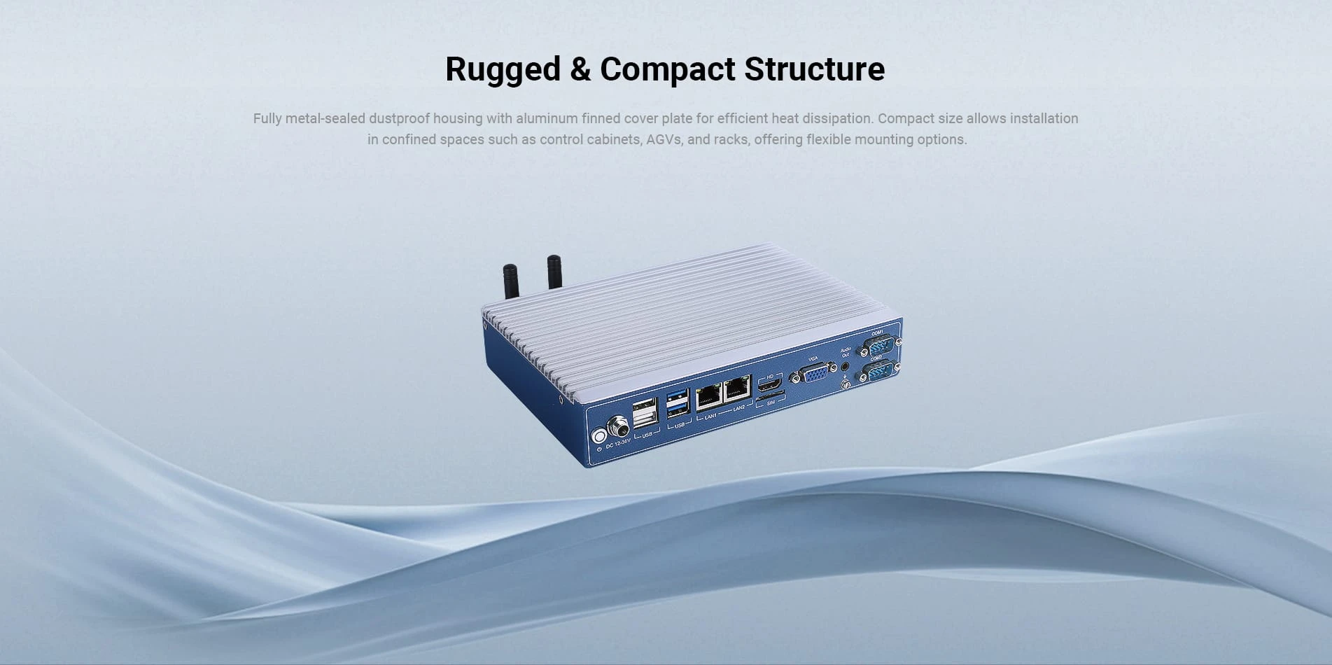 Fully metal-sealed dustproof housing with aluminum finned cover plate for efficient heat dissipation