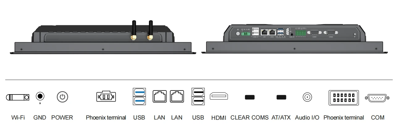 X86-based Panel Mount All in One PC Ports-TouchThink IPC Manufacturing