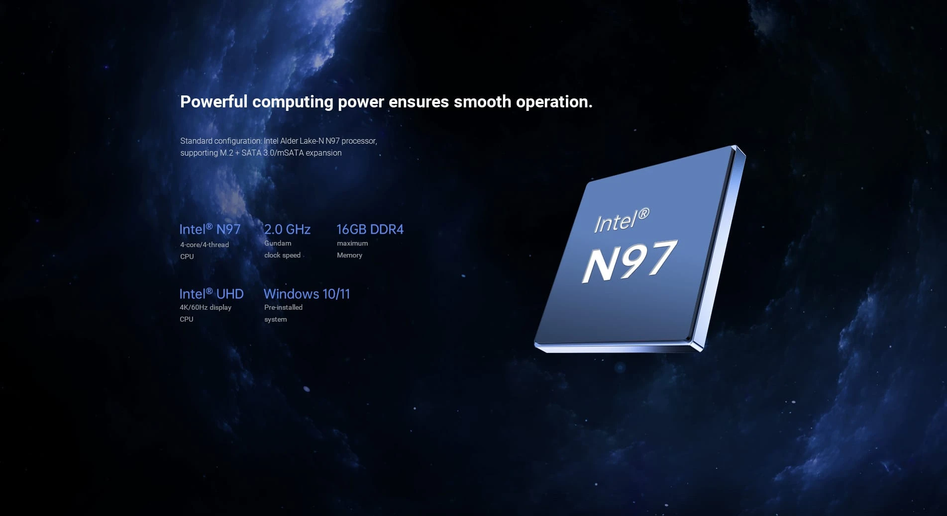 Intel Alder Lake N97 processor Windows 10/11, 16GBDDR4