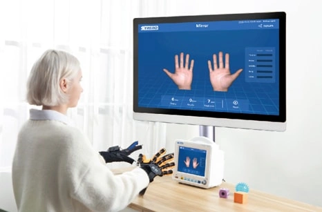 Hand Rehabilitation Device Integrated with cart-mounted AIO PC