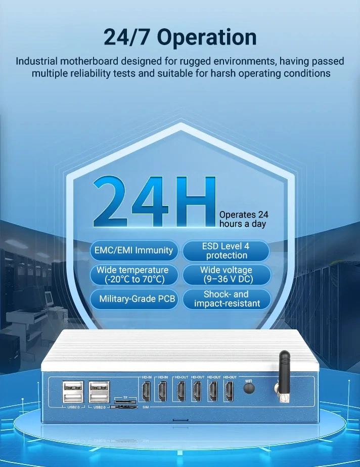 Industrial-grade Motherboard Design EMC EMI Anti-interference. ESD level-4 Static Protection