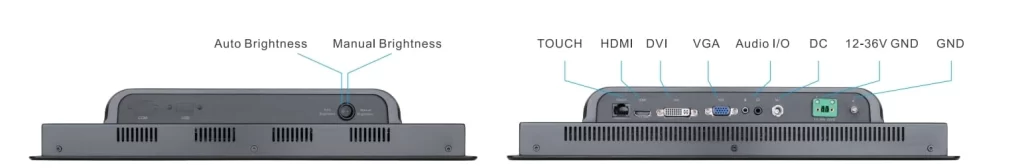 Interfaces of Fanless High Brightness Industrial Monitor with Smart Cooling