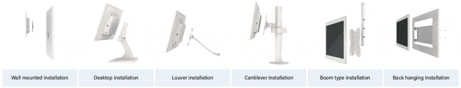 wall-mounted arm-based medical panel PC installations